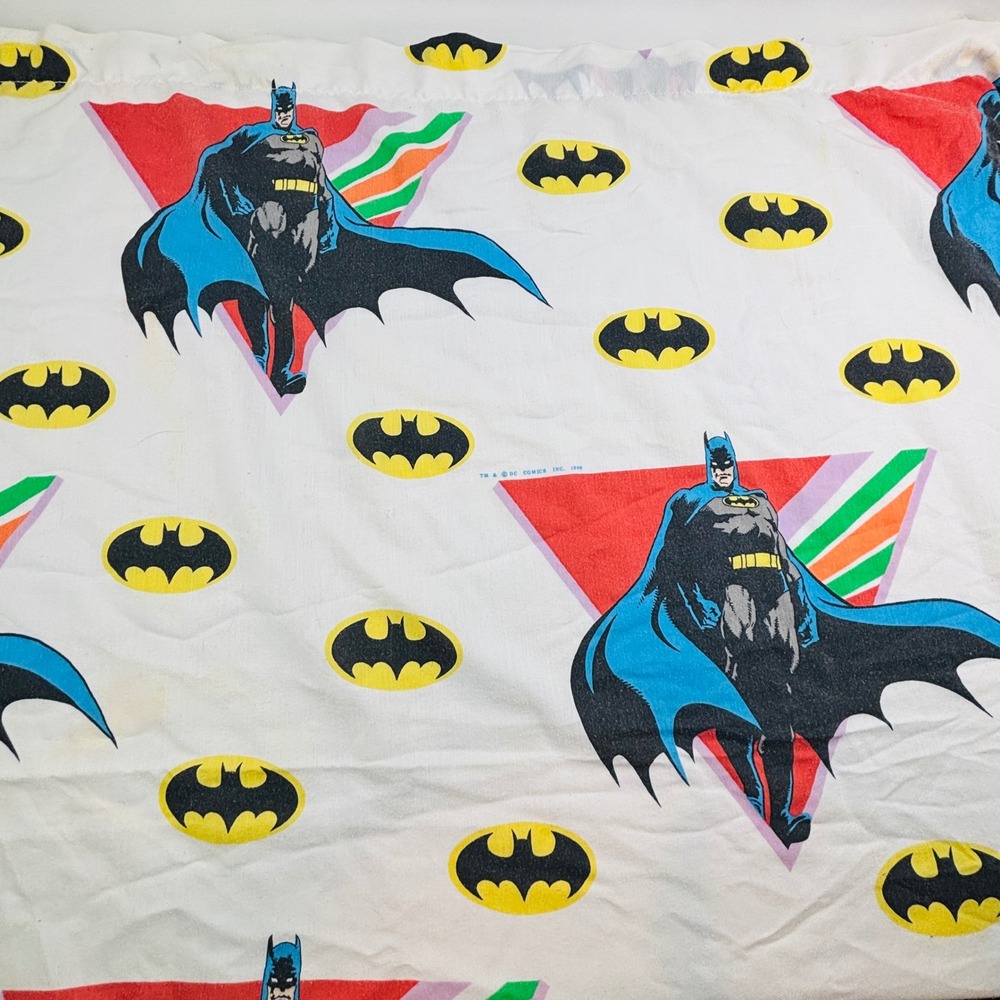 Vintage Batman Twin Flat Sheet 1989‎ DC Comics Bat Signal The Bibb Co Flaws